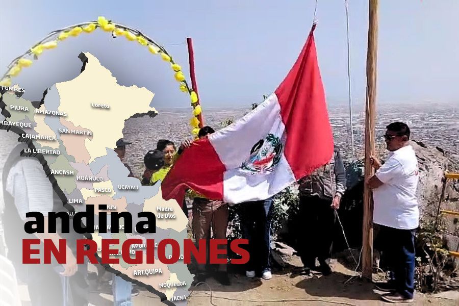 Andina en Regiones: autoridades izan Pabellón Nacional en cerro Cabras de La Esperanza
